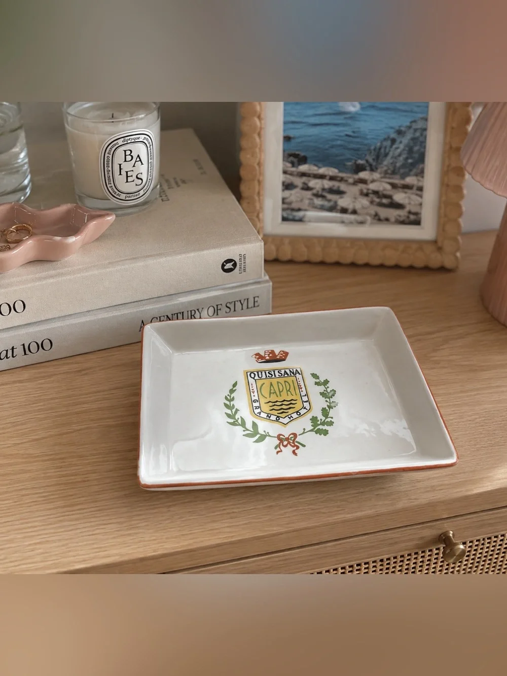 Vintage Gitesi Napoli Italy Hand Painted Capri Quisisana Ceramic Ashtray Trinket